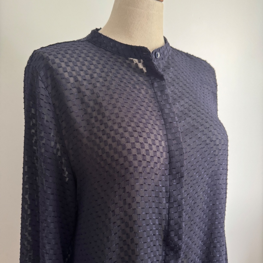 H&M - Dark Blue Sheer Button Down Shirt